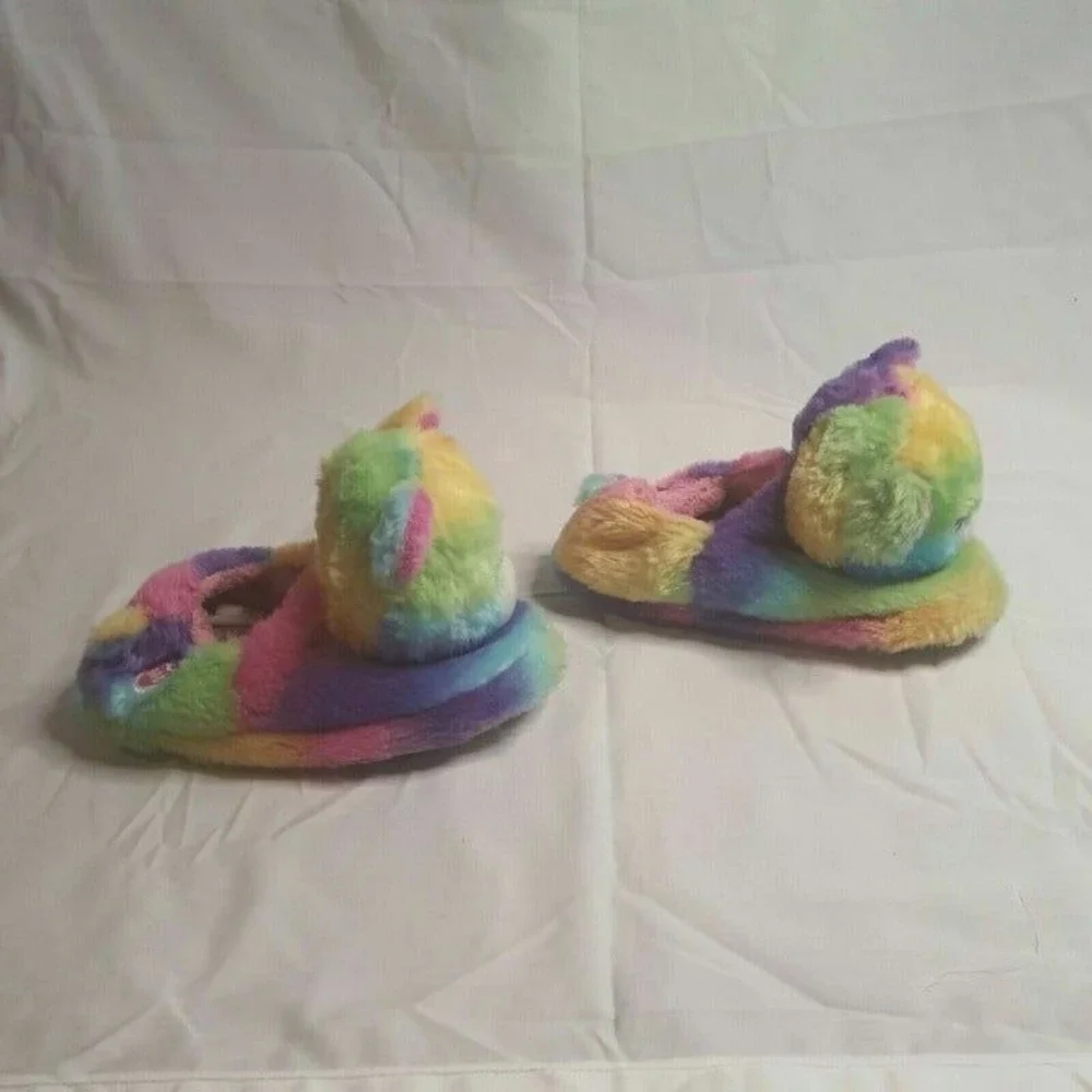Build-A-Bear Bear Slippers Size XS 11-12‎ Rainbow Pastel Bootie Girls BAB Kids